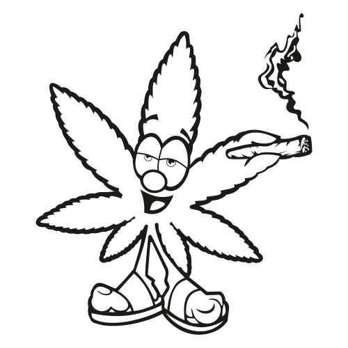 Marijuana Leaf Cartoon Character Smoking Svg
