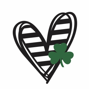 Striped Heart with Clover vector file