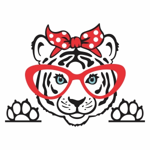 Tiger head with glasses svg