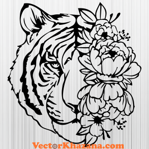 Tiger With Flower Svg