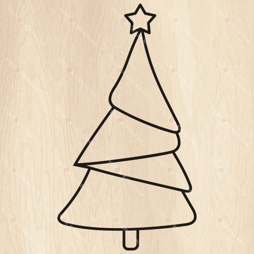 Tree with Star Outline Svg