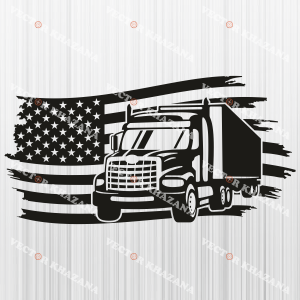 Truck With USA Flag Svg