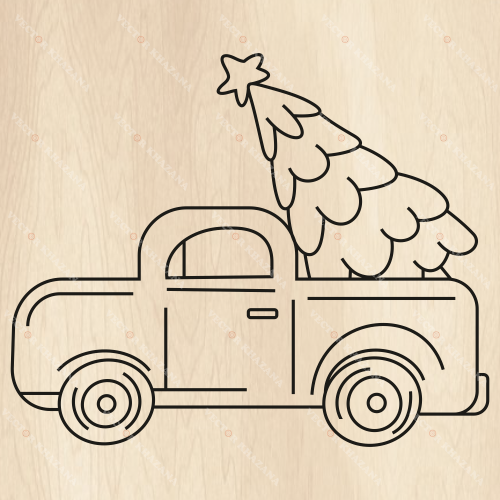 Vintage Truck With Tree Svg