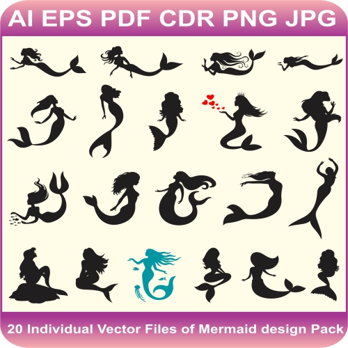 mermaid design pack vector
