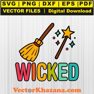 Wicked Broom And Wand Svg