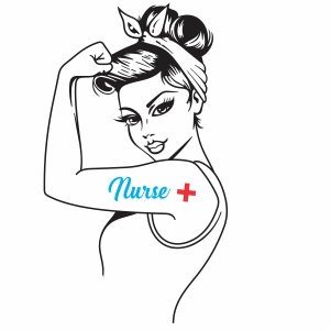 girl power nurse outline svg file