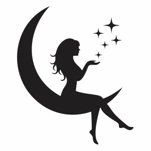 fairy on moon silhouette svg cut