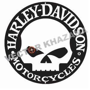 Harley Davidson Skull circle Logo Vector