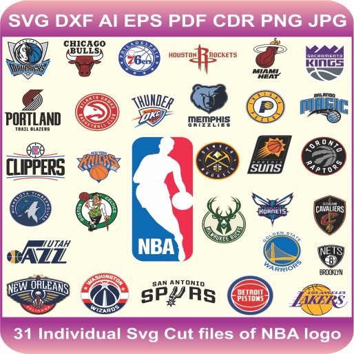 NBA Team Pack Logo Svg Cut Files