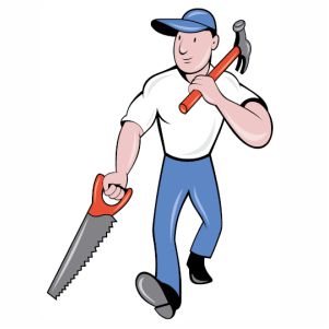 Carpenter With Hammer And Saw vector file
