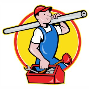 Plumber With Pipe And Toolbox vector file
