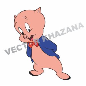 Cute Porky Pig Logo Vector