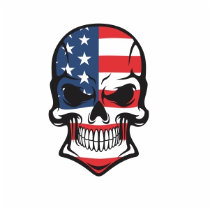 Skull head usa flag with grunge svg cut file