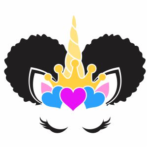 Afro Puff Unicorn Svg